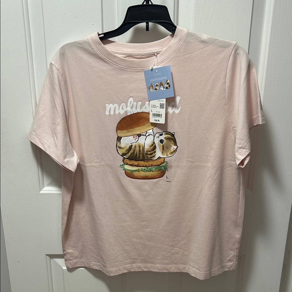 Uniqlo × Mofusand Pink Cat Graphic Short Sleeve Tee